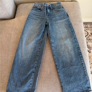 Madewell Wide Leg Flare Jeans in Medium Blue Denim